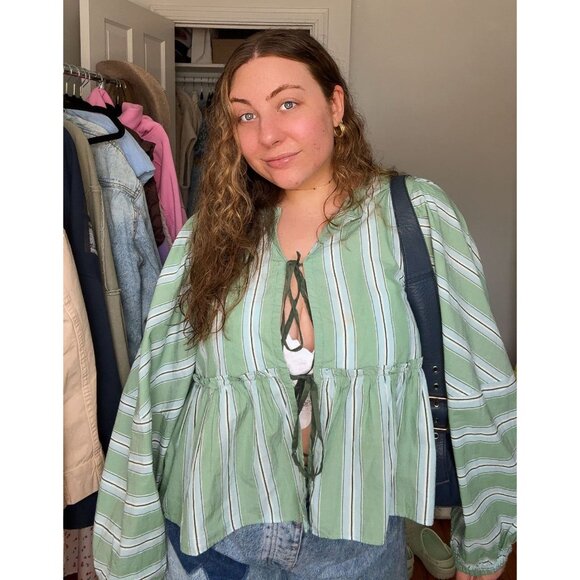 Free People Tops - 🎉LAST CHANCE🎉 FREE PEOPLE Brunch Babe Blouse / White Spruce Combo